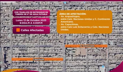 Cierre temporal del servicio de agua en Conjunto Urbano Universitario y fracc. L