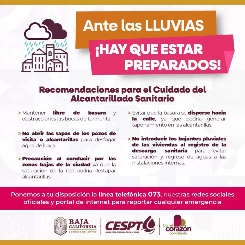 Recomendaciones ante pronstico de lluvias
