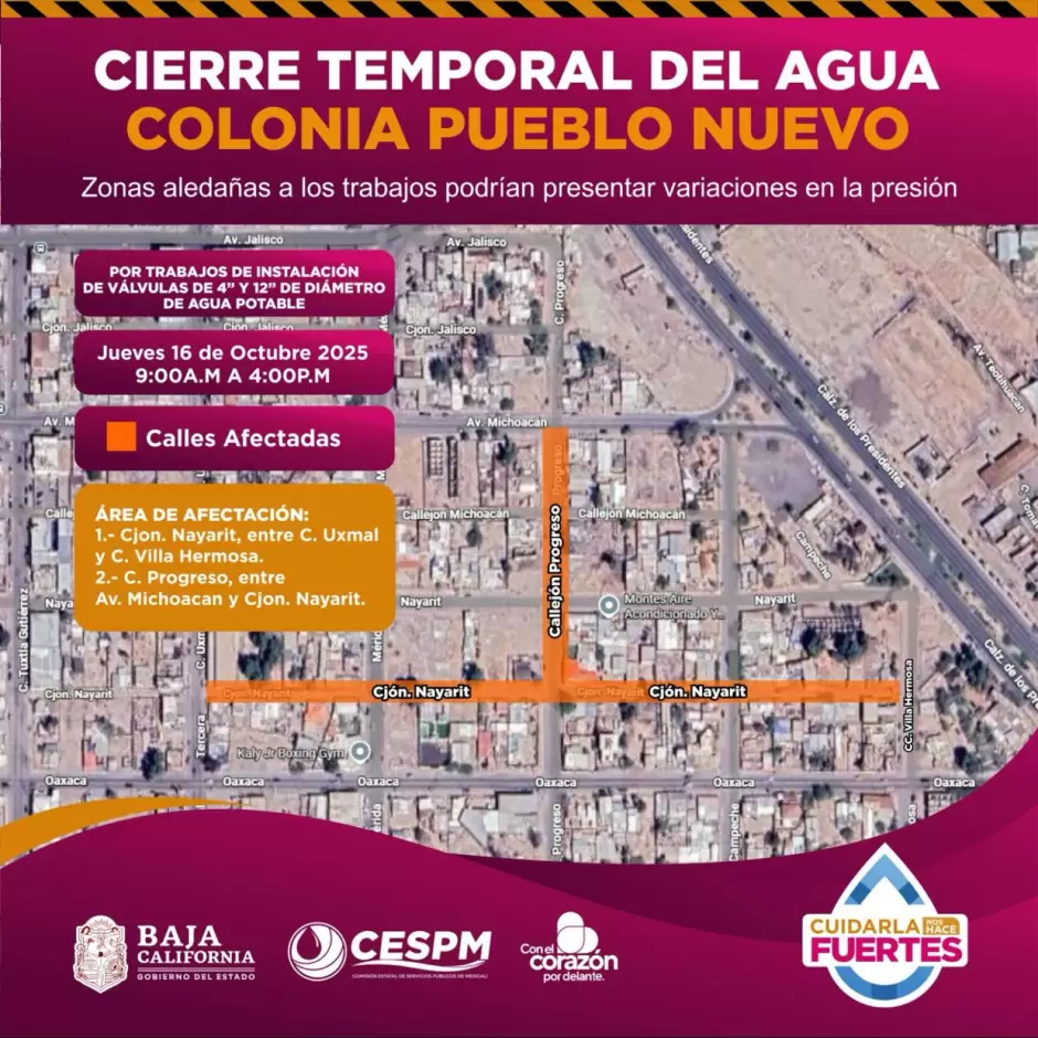 Cierres temporales de agua por trabajos de mejora en la red de distribución