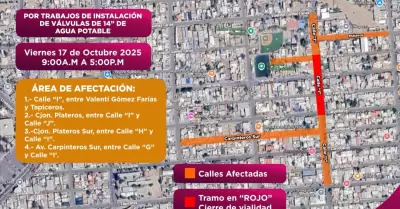 Cierre temporal de agua y vialidad en la colonia Industrial