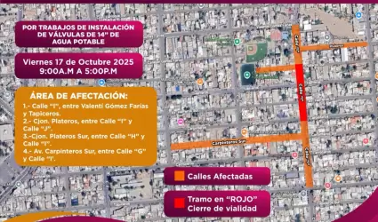 Cierre temporal de agua y vialidad en la colonia Industrial