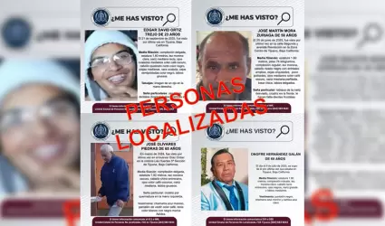 Personas reportadas como desaparecidas localizadas