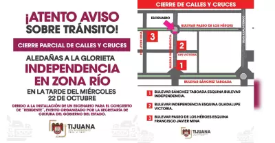 Cierre parcial de vialidades por instalacin de escenario en la Glorieta Indepen