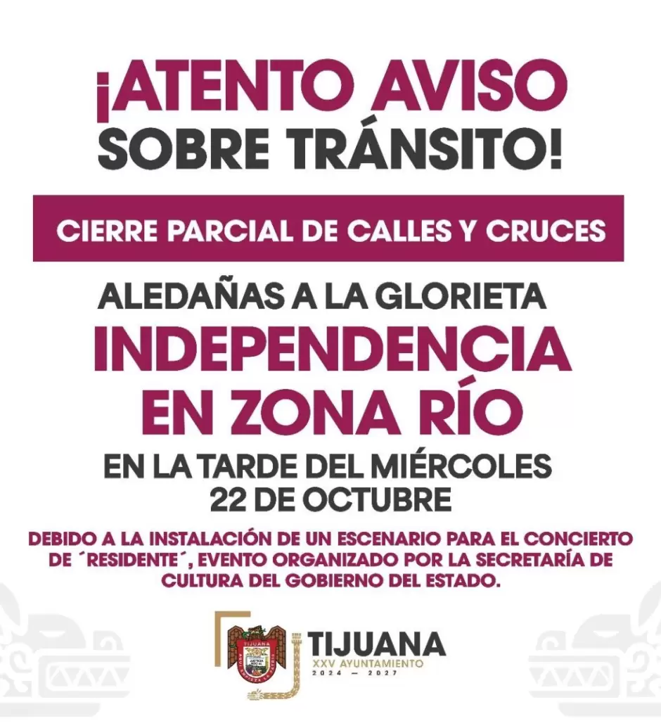 Cierre parcial de vialidades por instalacin de escenario en la Glorieta Independencia