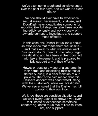 Comunicado de DoorDash