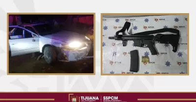 Arma de fuego de grueso calibre y vehculo abandonados asegurados en la colonia 