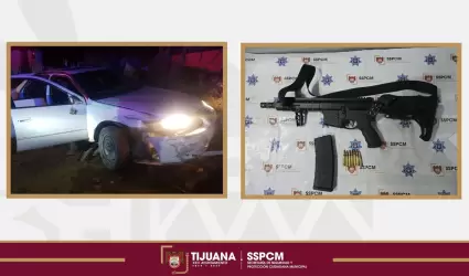 Arma de fuego de grueso calibre y vehculo abandonados asegurados en la colonia 