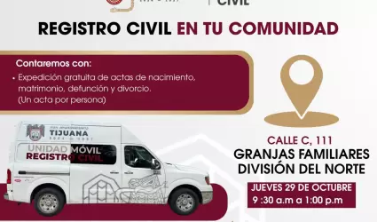 Servicio gratuito de expedicin de actas a colonia Granjas Familiares