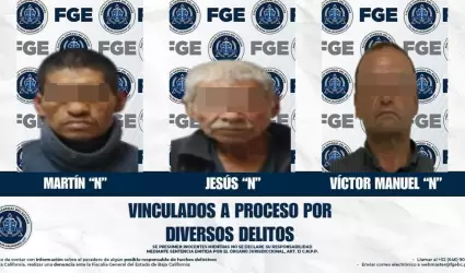 Vinculan a tres sujetos por diversos delitos en Tecate