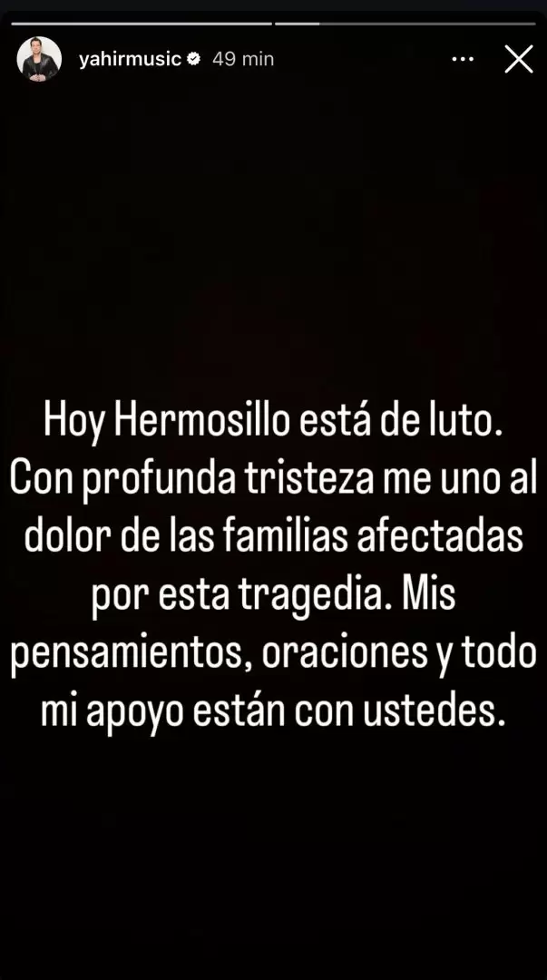 Yuridia y Yahir lamentan tragedia en Hermosillo