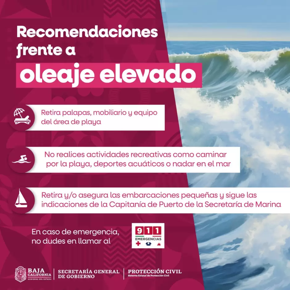 Advierten por alto oleaje en zona costera