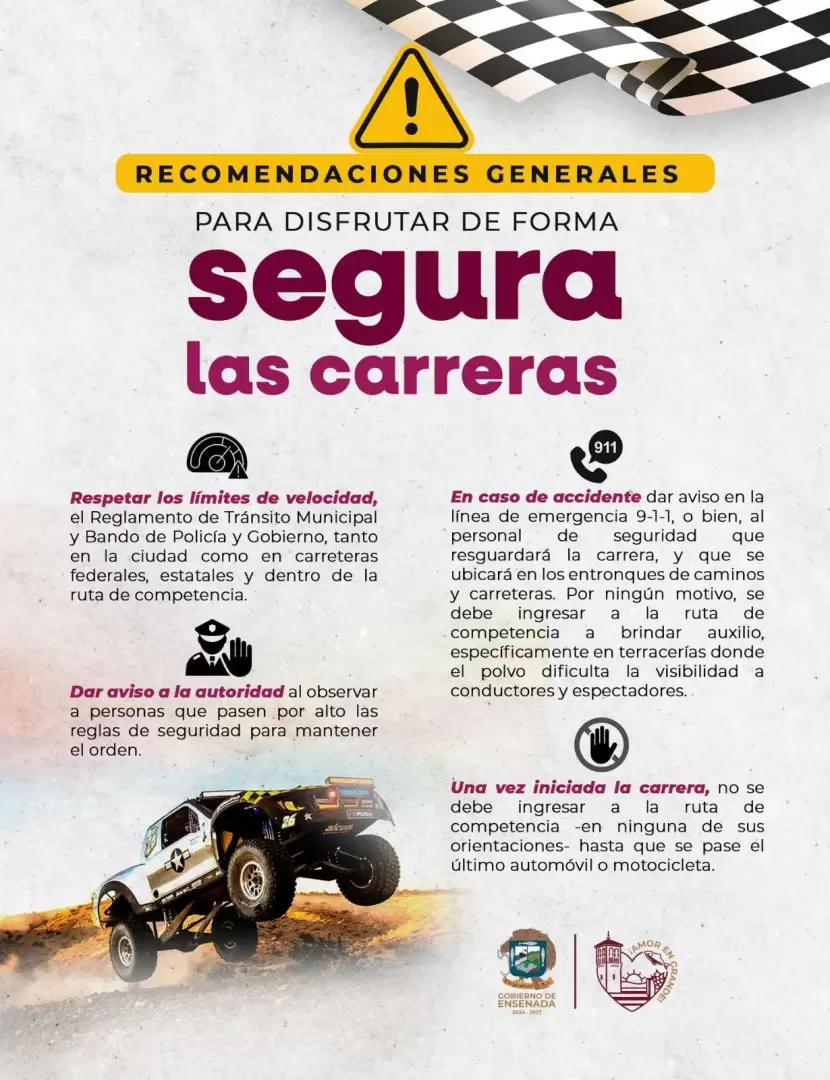 Recomendaciones a quienes presenciarn la Baja 1000