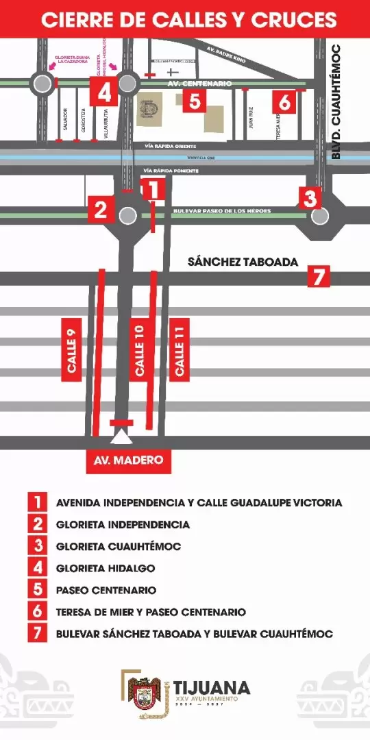 Cierre de vialidades por Desfile del 20 de Noviembre