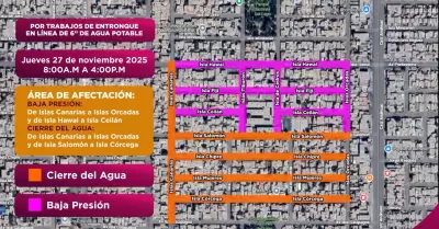 Cierre temporal del servicio de agua en Jardines del Lago