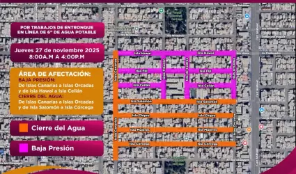 Cierre temporal del servicio de agua en Jardines del Lago