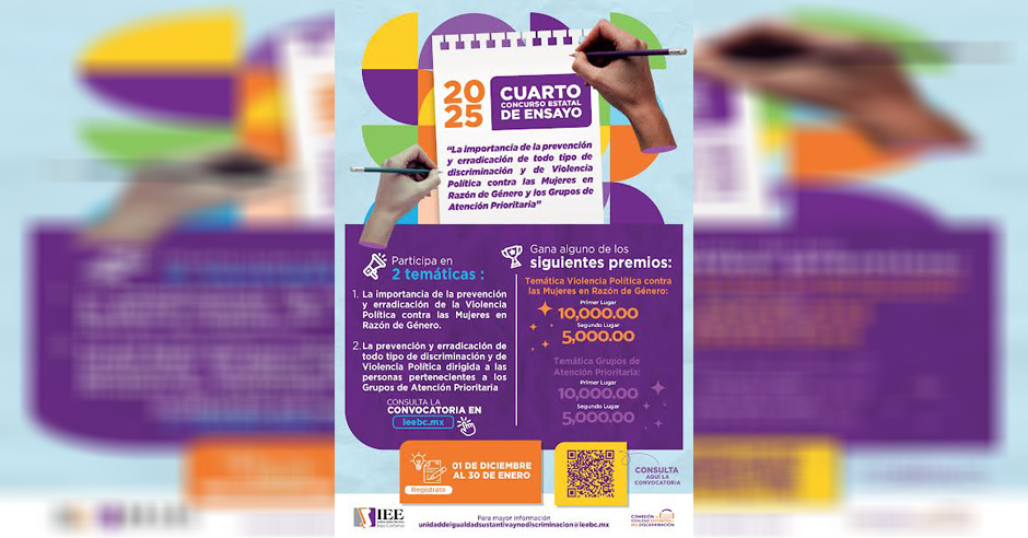 IEEBC invita a participar en el cuarto Concurso Estatal de Ensayo 2025 ...