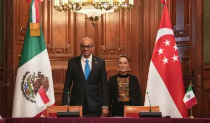 Claudia Sheinbaum recibe al presidente de Singapur, Tharma Shanmugaratnam