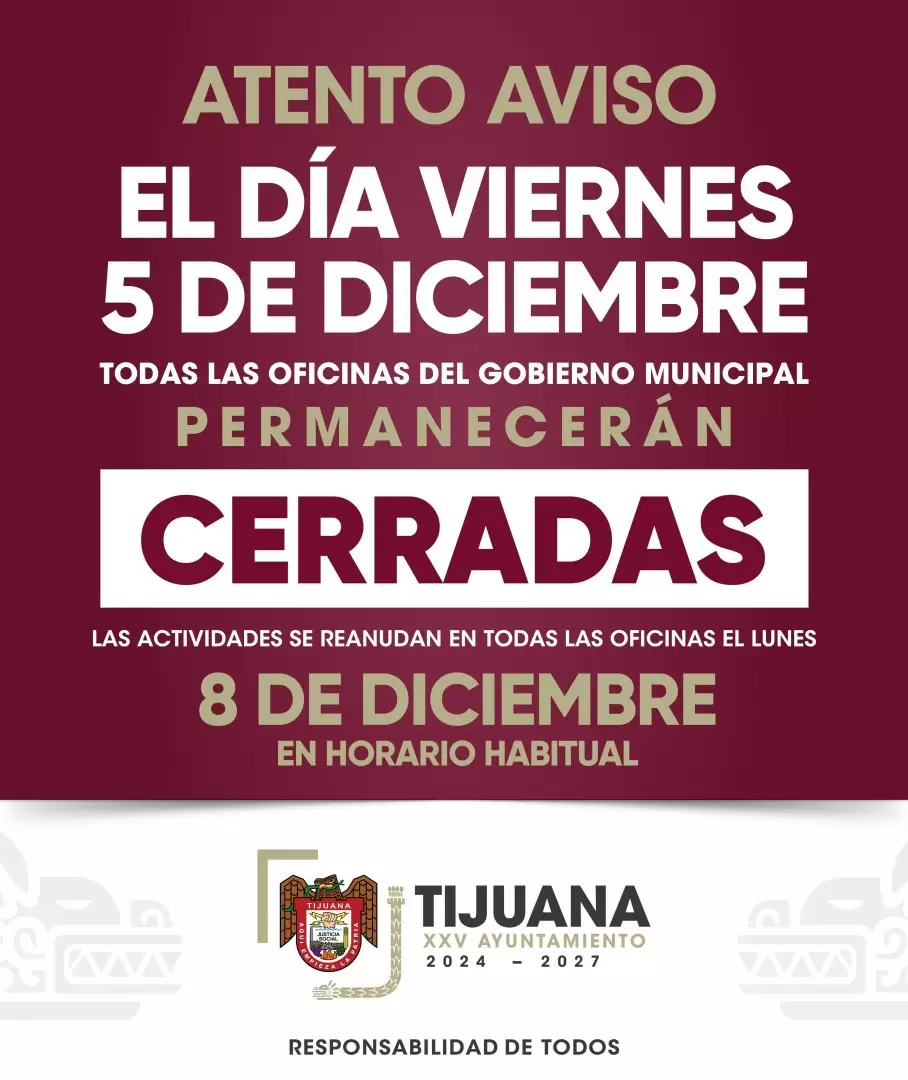 Será viernes 5 de diciembre día inhábil