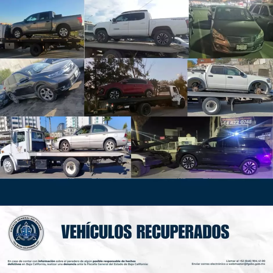 Fiscalía recupera 11 vehículos con reporte de robo en Tijuana