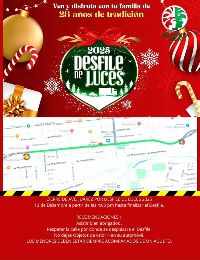 Cierre vial por desfile de luces