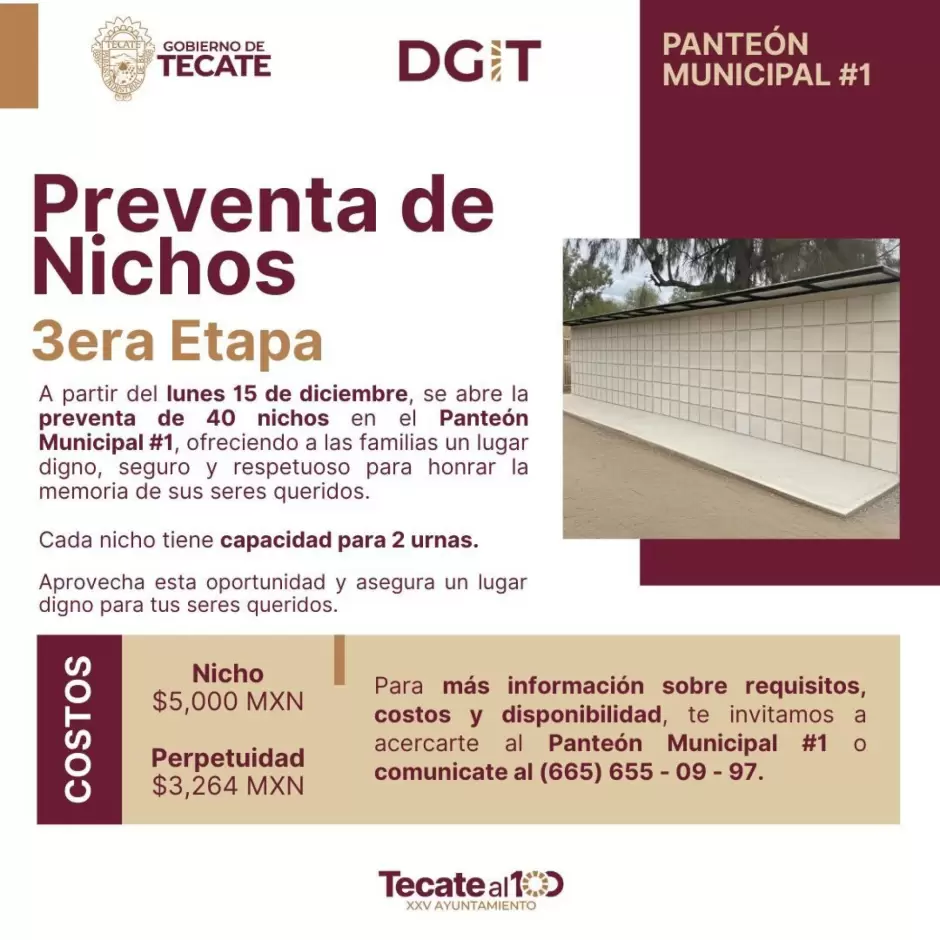 Preventa de nichos en el Pante�n Municipal #1 de Tecate