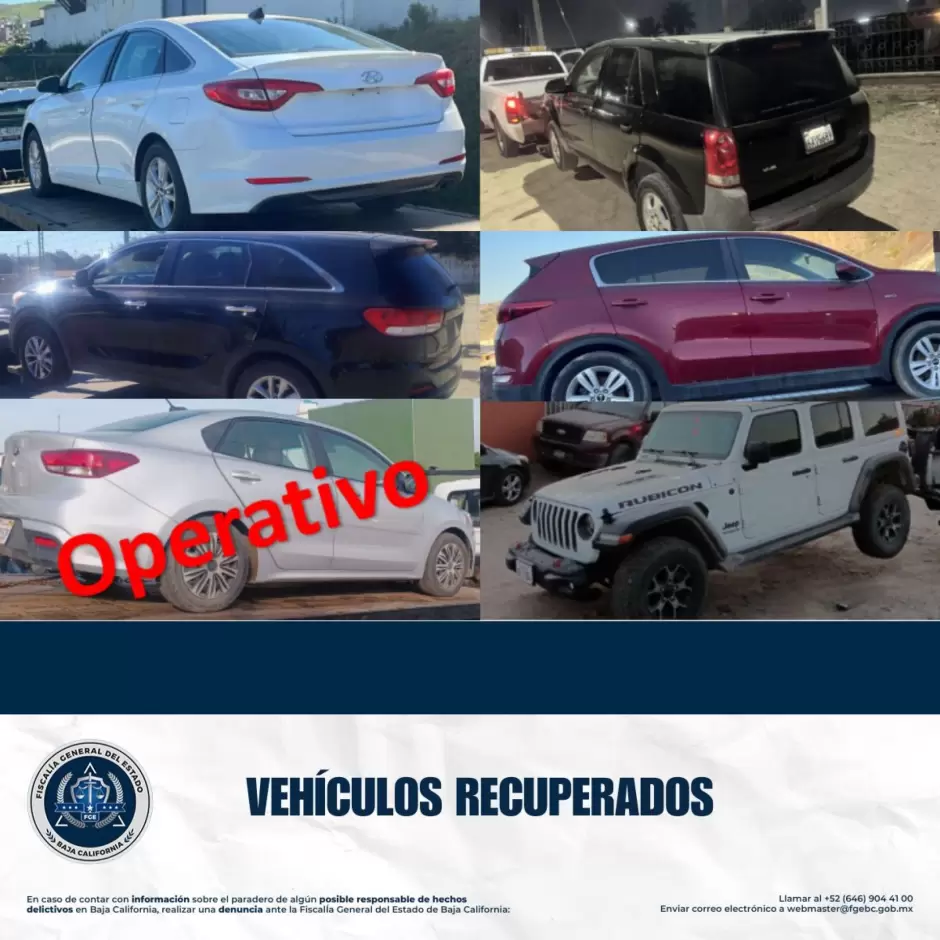 Fiscal�a recupera 11 veh�culos con reporte de robo en Tijuana