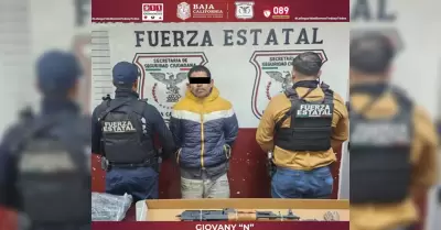 Presunto delincuente en Tecate; estaba en poder de un arma de fuego de alto cali