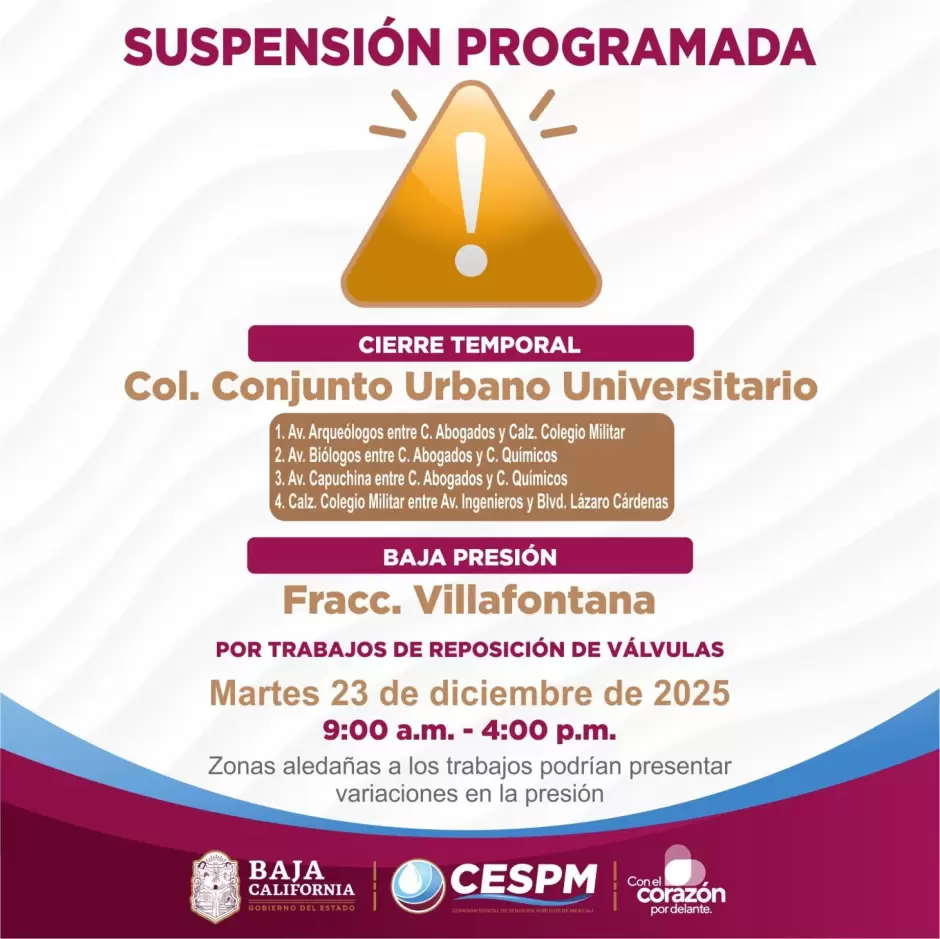 Trabajos de reposici�n de v�lvulas en el Conjunto Urbano Universitario y reparaci�n de pavimento en calzada An�huac