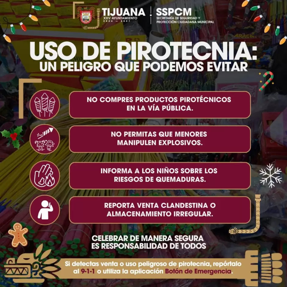 Exhorta SSPCM a celebrar con responsabilidad, sin pirotecnia o disparos al aire