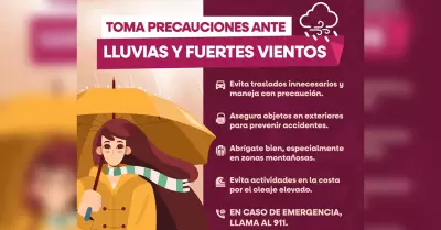 Lluvias fuertes a muy fuertes durante fin de a�o