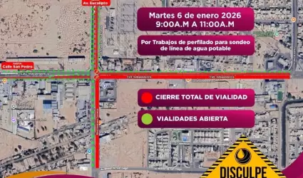Cierre temporal de vialidades en calzada Independencia y bulevar Carranza