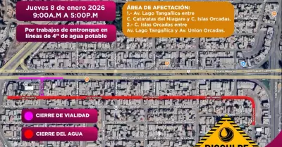 Cierre temporal del agua y cierre parcial de vialidad en Jardines del Lago