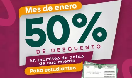 Descuento en actas de nacimiento para estudiantes