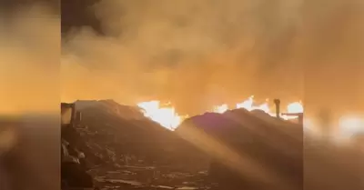 Incendio de aserr�n cerca de la planta Silza