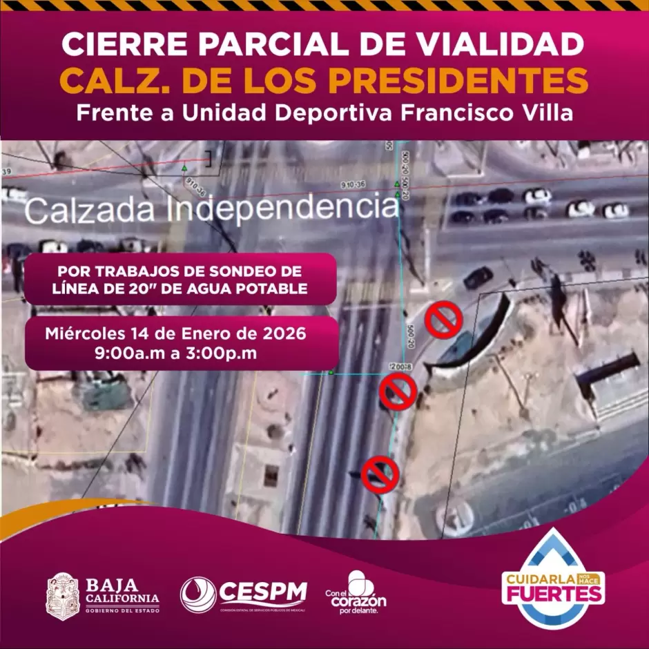 Cierres viales y suspensi�n temporal del servicio de agua por obras y mantenimiento de infraestructura