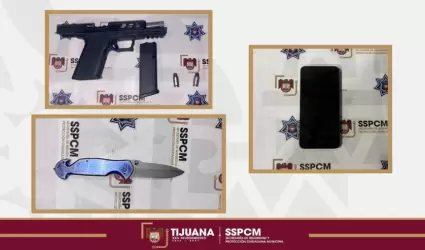 Arma, cuchillo, telefono