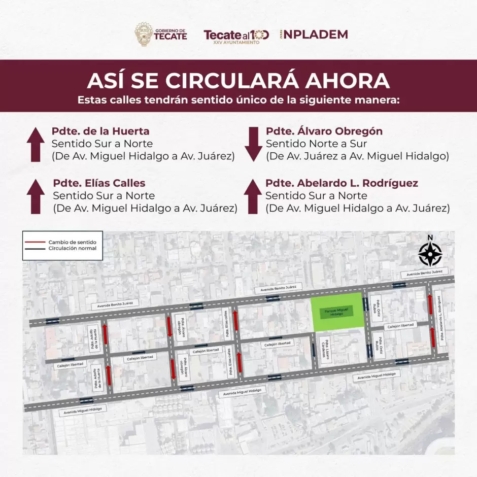 Vialidades del centro de Tecate cambiarán sentido de circulación