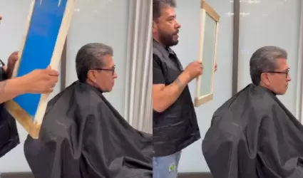 Coordinador de Morena, Ricardo Monreal haciendo uso de la peluquer�a en San L�za