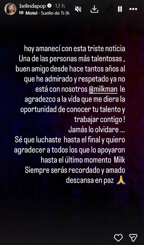 Belinda lamenta la muerte de su amigo Milkman