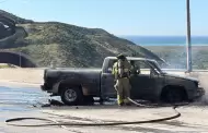 Incendian pickup a la salida de Playas de Tijuana