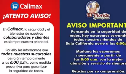 Comercios de Baja California cierran anticipadamente