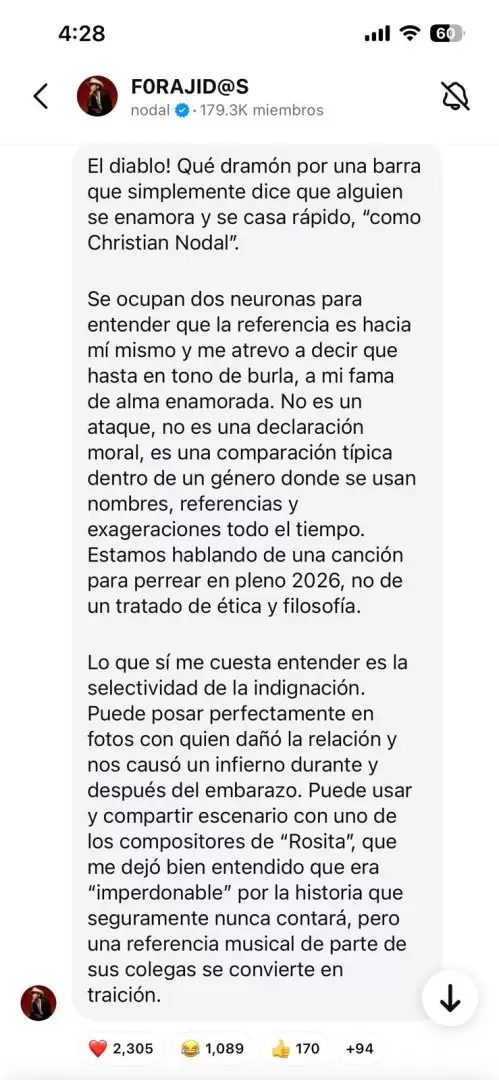 Christian Nodal responde a Cazzu sobre pol�mica canci�n "Rosita"