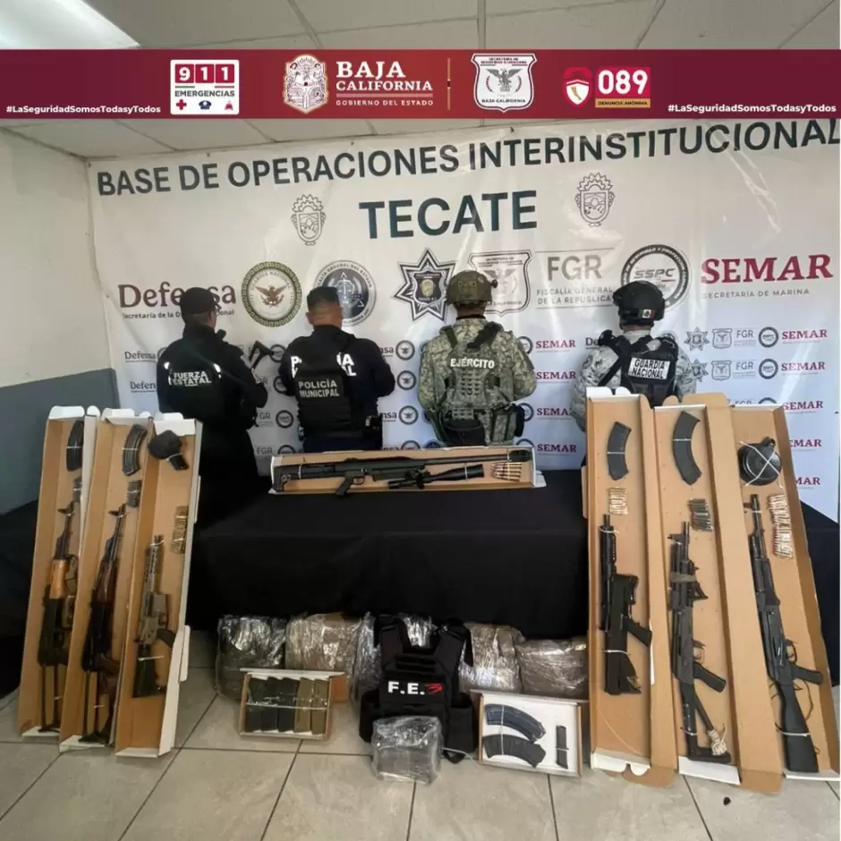 Aseguran 13 armas largas y m�s de mil cartuchos en operativos en Tecate