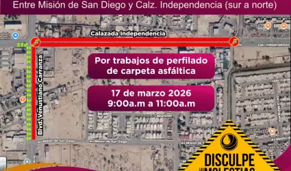 Cierre temporal de vialidades por trabajos de perfilado de carpeta asf�ltica