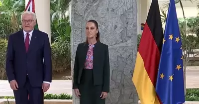 Claudia Sheinbaum recibi� este jueves en Canc�n al presidente de Alemania, Fran