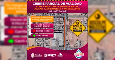 Cierre parcial de vialidad