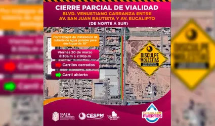 Cierre parcial de vialidad