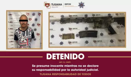 Detienen en Tijuana a presunto generador de violencia armado con fusil