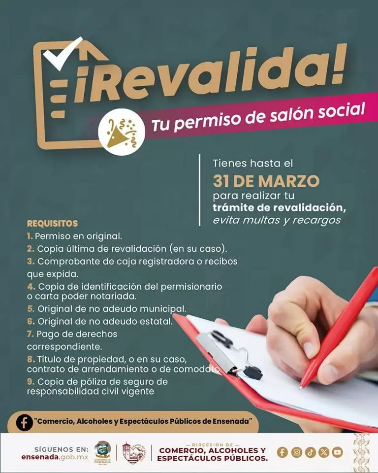 Renovaci�n de permisos en materia de comercio, alcoholes y espect�culos