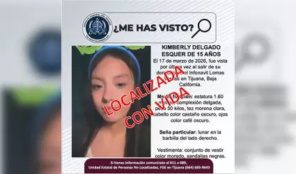Localizan sana y salva a menor reportada como desaparecida en Tijuana